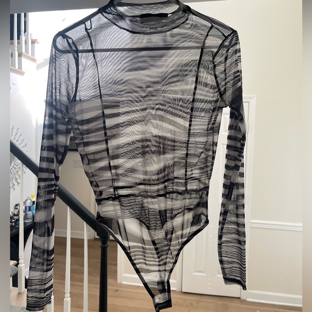Mesh Zebra Print Bodysuit